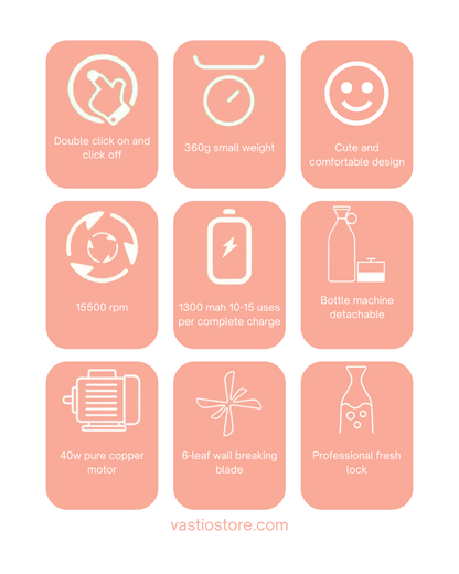 VASTIO ToGo Blender 350 ml – Portable Personal Smoothie Maker