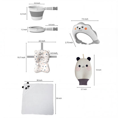 VASTIO™ 6-in-1 Collapsible Baby Bathtub Set – Foldable Baby Bath Tub & Bathing Essentials for Newborn to Toddler (0-36 months)